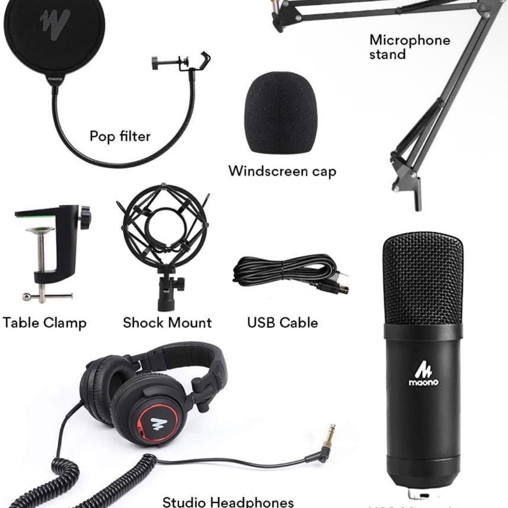 Black Studio Microphone Kit with Accessories